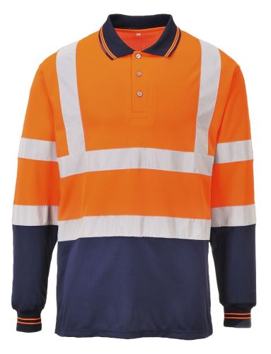 S279 - Polo triko dvoubarevné s dlouhými rukávy, oranžové