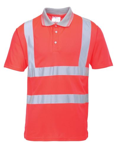 S477 - Hi-Vis polokošile s krátkými rukávy, červená