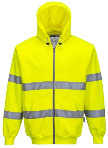 B305 - HiVis mikina se zipem a kapucí