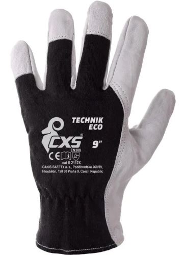 Kombinované rukavice TECHNIK ECO, černo-bílé, vel. 08    0002-21M
