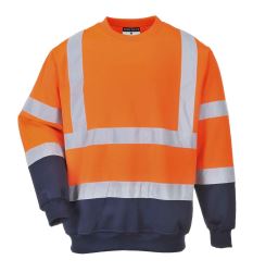 Výstražná dvoubarevná mikina Hi-Vis Portwest B306, oranžová-tmavě modrá Výstražná dvoubarevná mikina Hi-Vis Portwest B306, oranžová-tmavě modrá